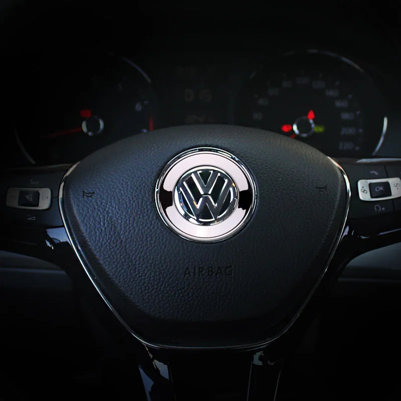 Embellecedor de volante de coche, pegatina de cubierta de lentejuelas circulares para Volkswagen VW TOURAN GTI PASSAT POLO, accesorios para automóviles