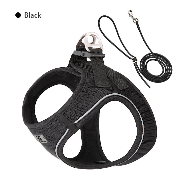 Juego de correas y arnés para perros pequeños y medianos, arnés reflectante ajustable para cachorros y gatos, chaleco para mascotas, Chihuahua, Yorkies, caminar al aire libre