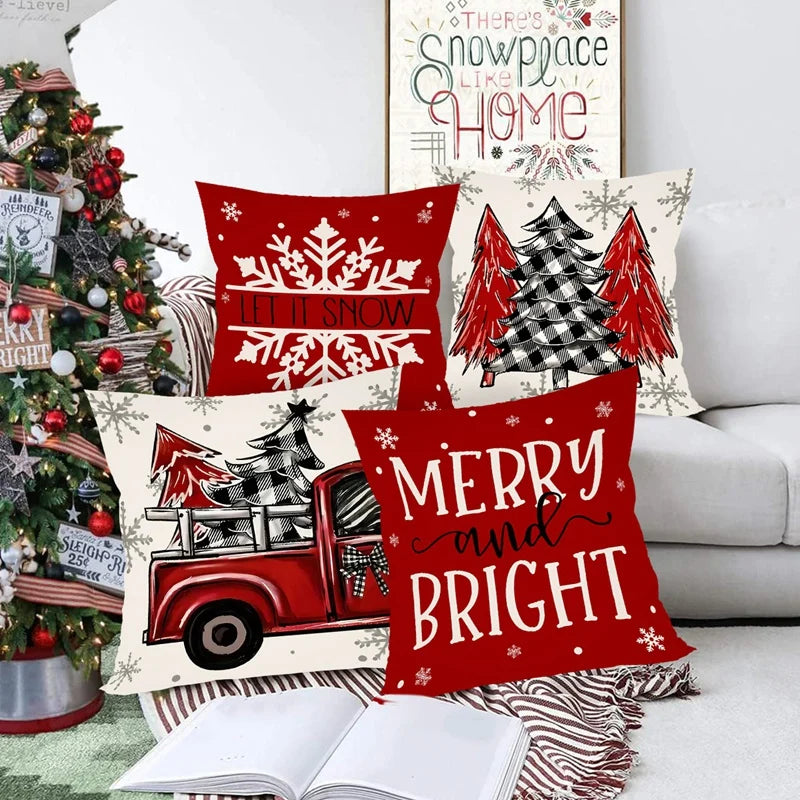 4 Uds fundas de almohada navideñas 45x45cm fundas de almohada Navidad fundas de almohada para el hogar sofá decoraciones navideñas 2025