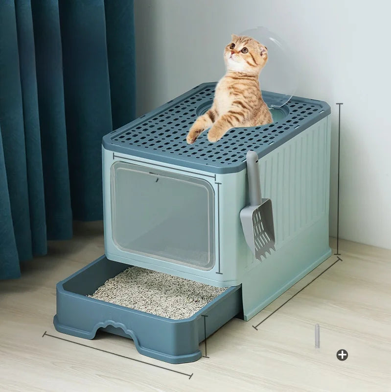 Caja de Arena igente para Gatos Tamaño XL, Cletamente Cerrada, Antiolor, Fácil de Limpiar, Bandeja de Arena para Gati...