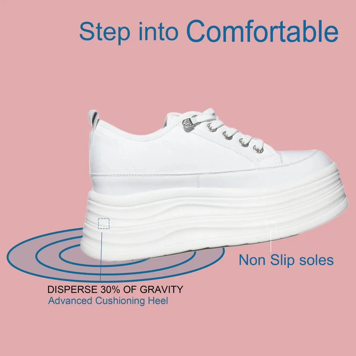 Fujin, zapatillas de deporte con plataforma blanca de cuero de microfibra de alta calidad de 9cm para mujer, zapatillas con Tacón de Cuña, zapatos informales cómodos para mujer