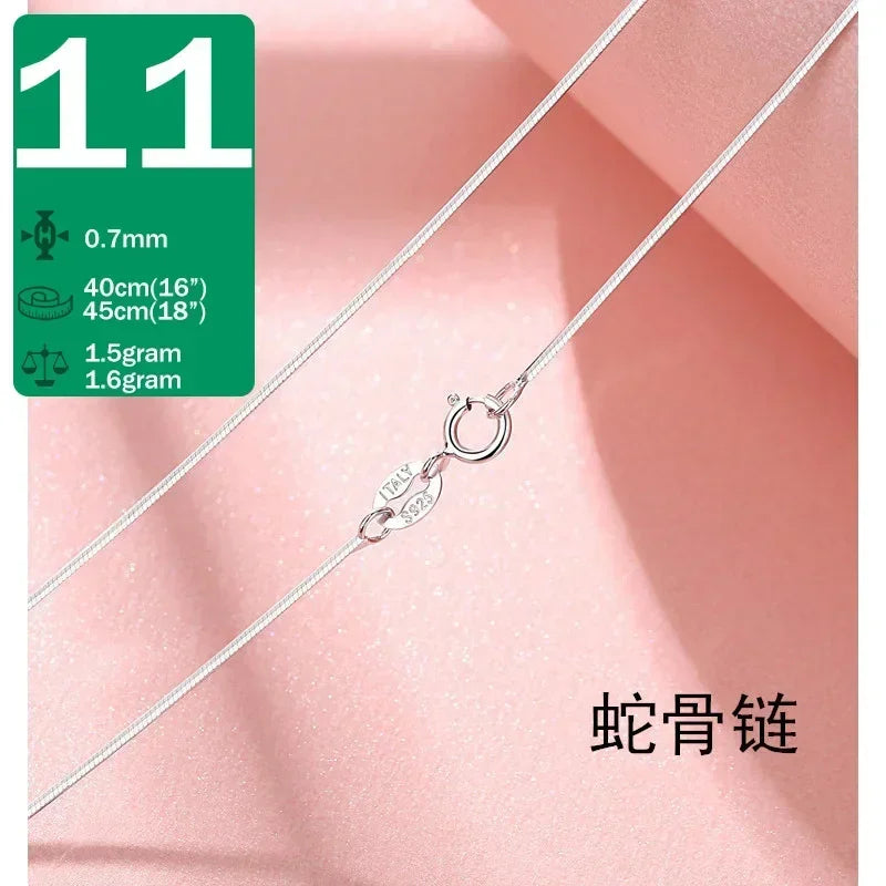 TrustDavis-collar de Plata de Ley 925 auténtica con forma de serpiente y ondas de agua, cadena de caja de 40/45cm, collar para mujer, joyería DC25