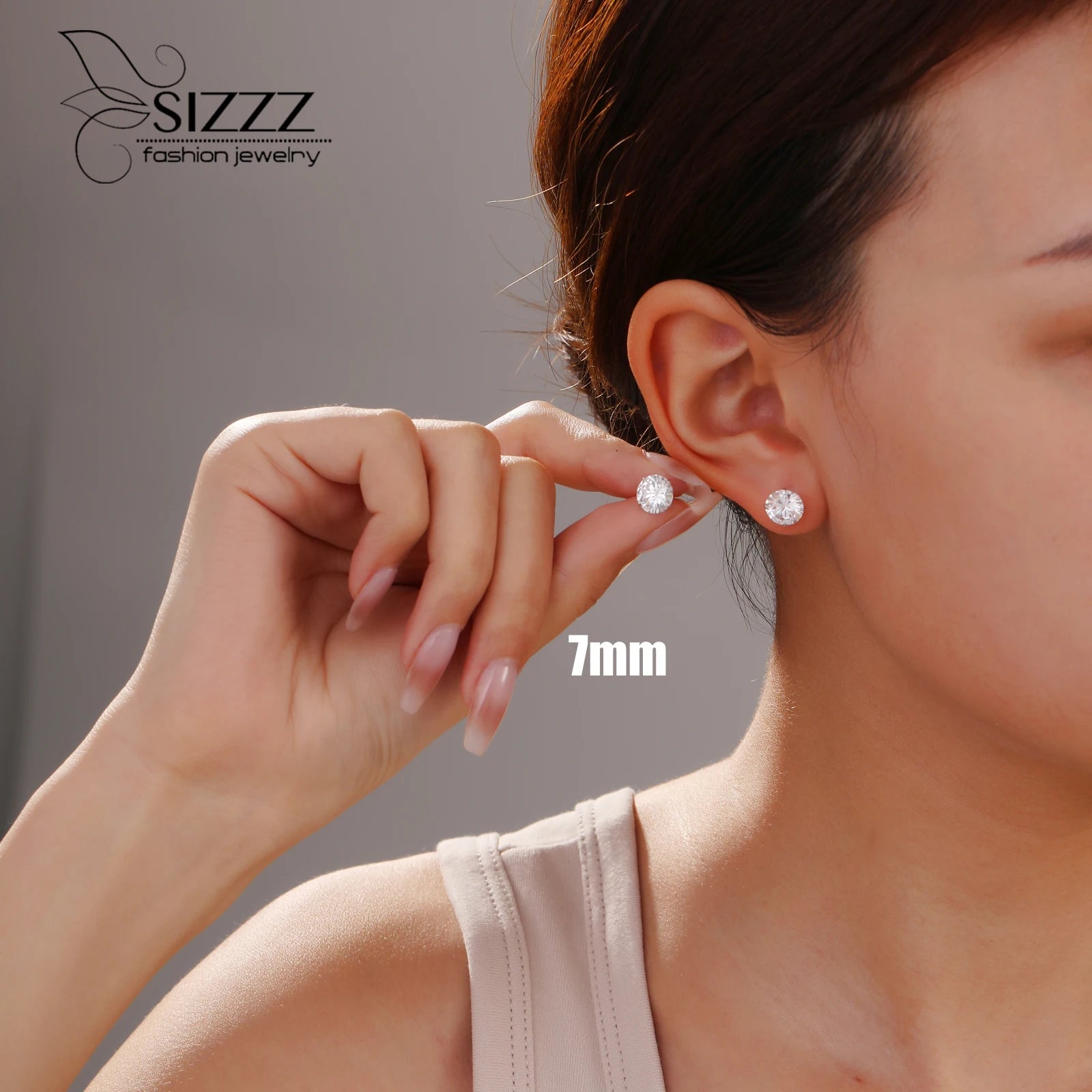 Pendientes de plata de ley 925 auténtica con circonita de cristal, pendientes tipo botón de plata con circonita cúbica para mujer, joyería de plata de ley