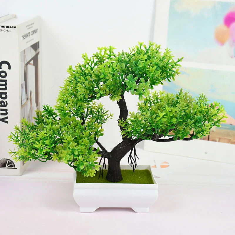 Bonsái de plantas artificiales, árbol pequeño, maceta, plantas falsas, flores, adornos en maceta para decoración de mesa de habitación del hogar, decoración de jardín de Hotel