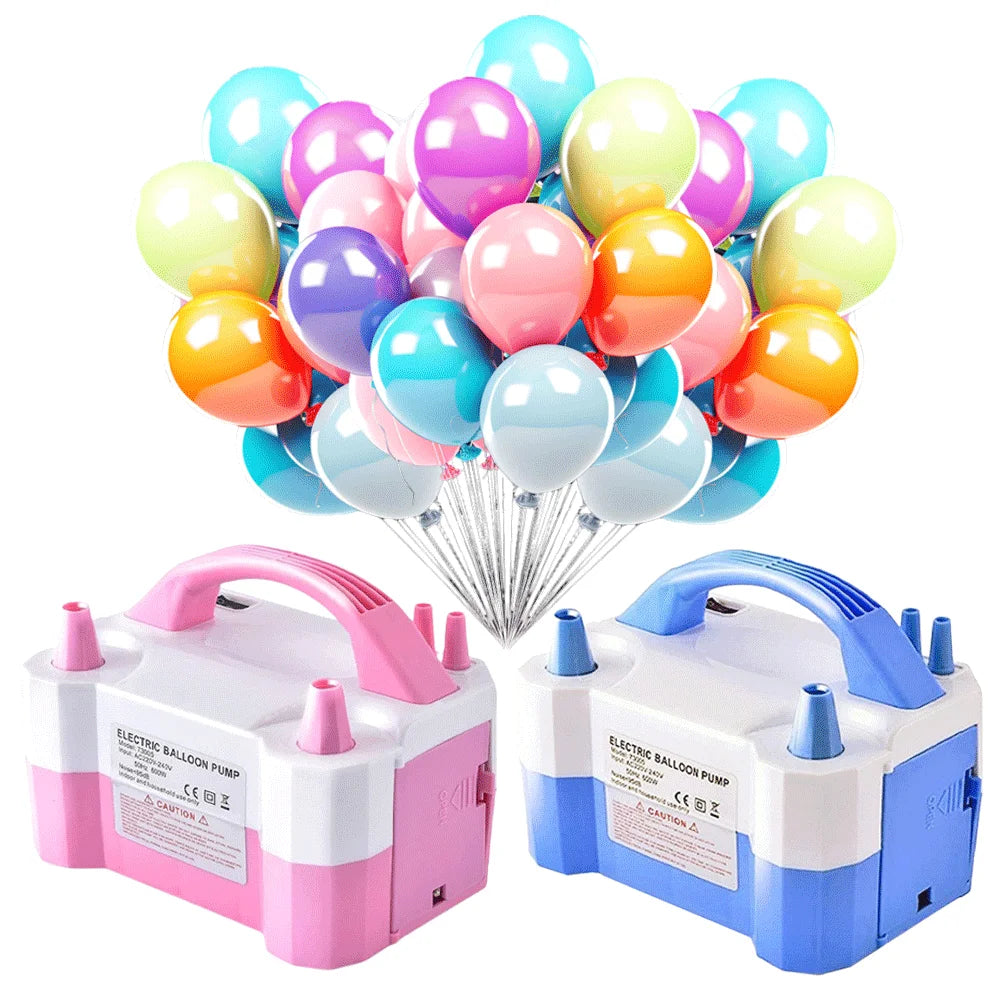 Inflador de globos eléctrico, soplador portátil de doble boquilla de alta potencia, bomba de aire inflable de 110V/220V para decoración de sala de fiesta con globos