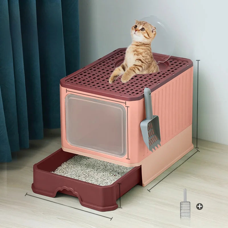 Caja de Arena igente para Gatos Tamaño XL, Cletamente Cerrada, Antiolor, Fácil de Limpiar, Bandeja de Arena para Gati...