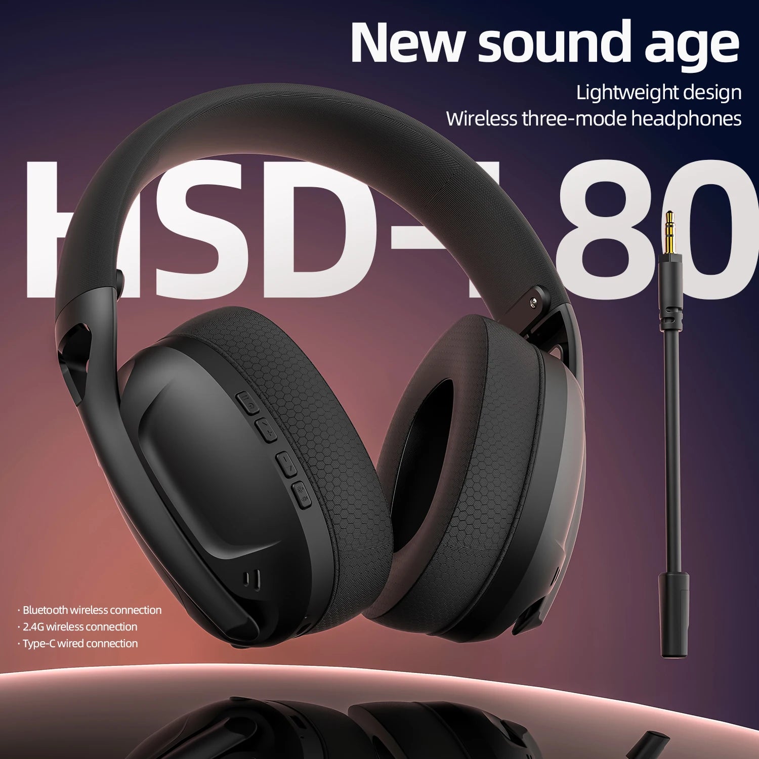 SmailWolf-L80 auriculares inalámbricos Bluetooth de tres modos auriculares ligeros 2,4G auriculares para juegos deportes bajos