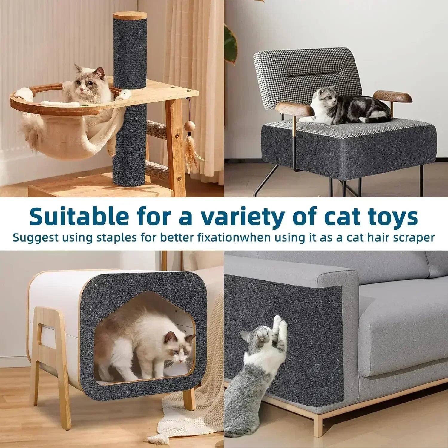 Alfombra rascadora para gatos recortable, alfombra autoadhesiva, rascador para mascotas, muebles, sofá, esquina, Protector de pared para sofá interior