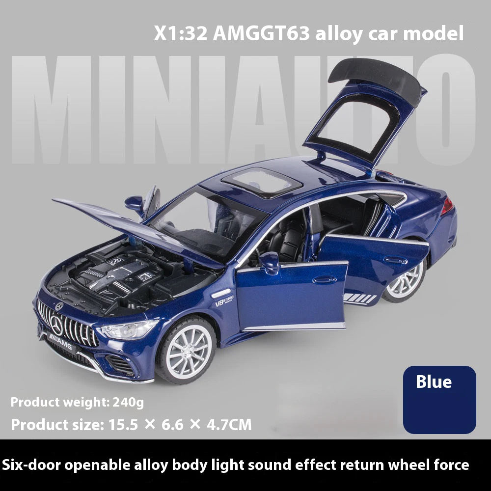 1:32 Mercedes Benz AMG GT63 coche deportivo aleación Diecast modelo de coche sonido luz tirar hacia atrás juguetes adornos regalo para niños recoger