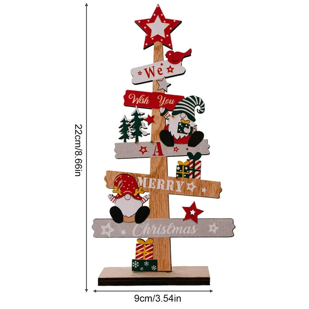 Árbol de Navidad de escritorio, decoración artesanal de Papá Noel, placa de señales de Navidad de madera, decoración de Navidad, regalos de fiesta de Año Nuevo 2024