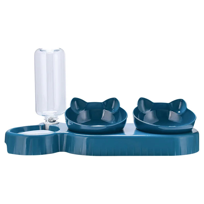 Comedero para gatos 3 en 1, dispensador automático de agua, doble cuenco, cuenco para mascotas para perros pequeños, gatos, contenedor de comida para mascotas, accesorios para gatos