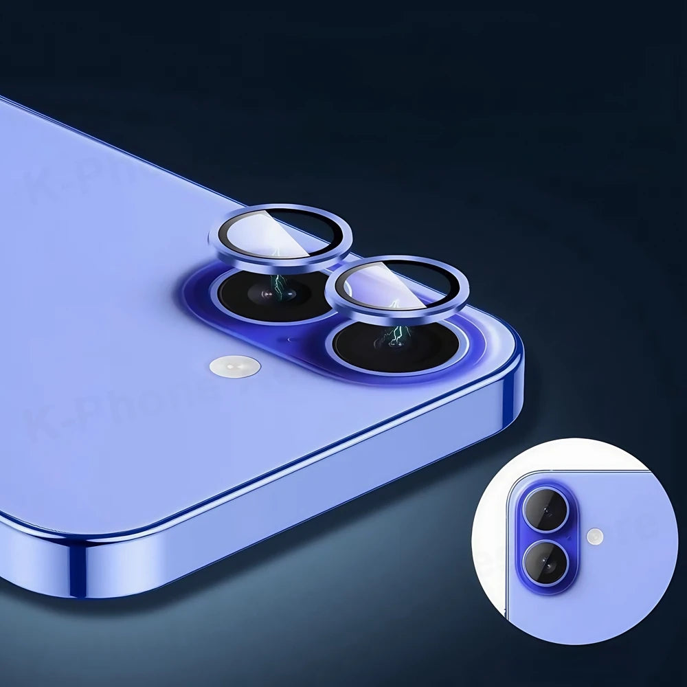 Protector de cámara con anillo de Metal de aluminio para iPhone 16 Plus, cubierta de vidrio templado para lente trasera para iPhone 17 + 16Plus, tapa protectora de lente