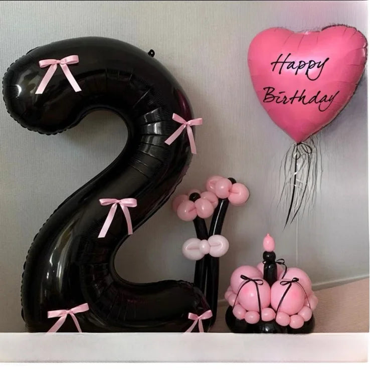 Globo de aluo con forma de corazón rosa, hueco, para fiesta de cumpleaños, marco de utilería para fotos, globo con nudo d...
